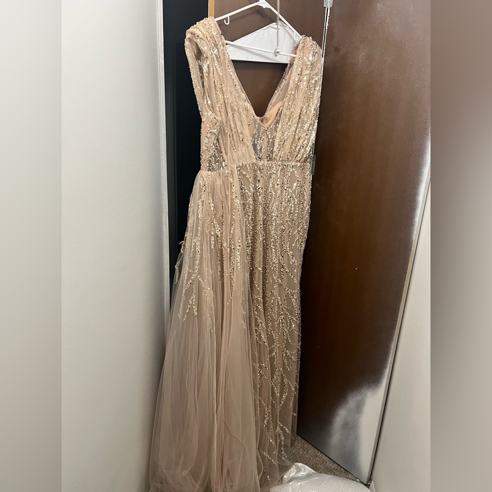 Campaign floor length gown. I wore it to my daughters wedding.